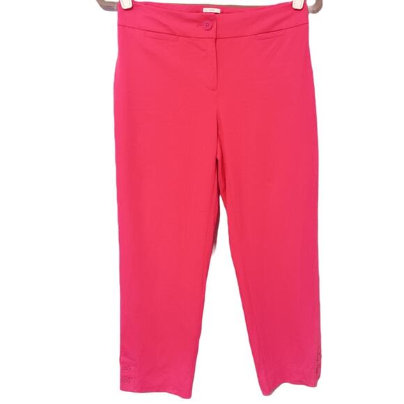 Talbots Pants Pink Size 2 Petite Curvy Fit Cropped Button Detail On Leg Hem - Picture 1 of 6